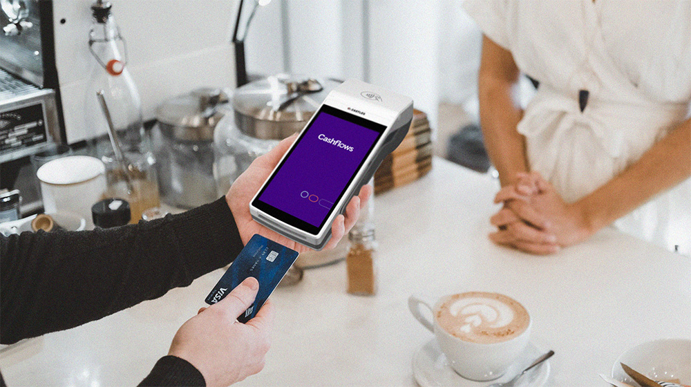 White card machine in cafe
